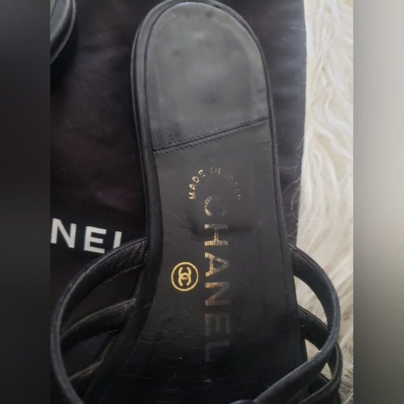 💎CHANEL CAMELLIA FLOWER BLACK LEATHER SANDALS | SIZE EU 36 US 6 - Picture 9 of 12